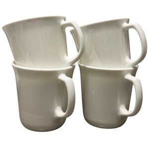 4 Corning (Corelle) USA Vintage Winter Frost White Mugs D Handle M'wave OK.